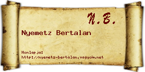 Nyemetz Bertalan névjegykártya